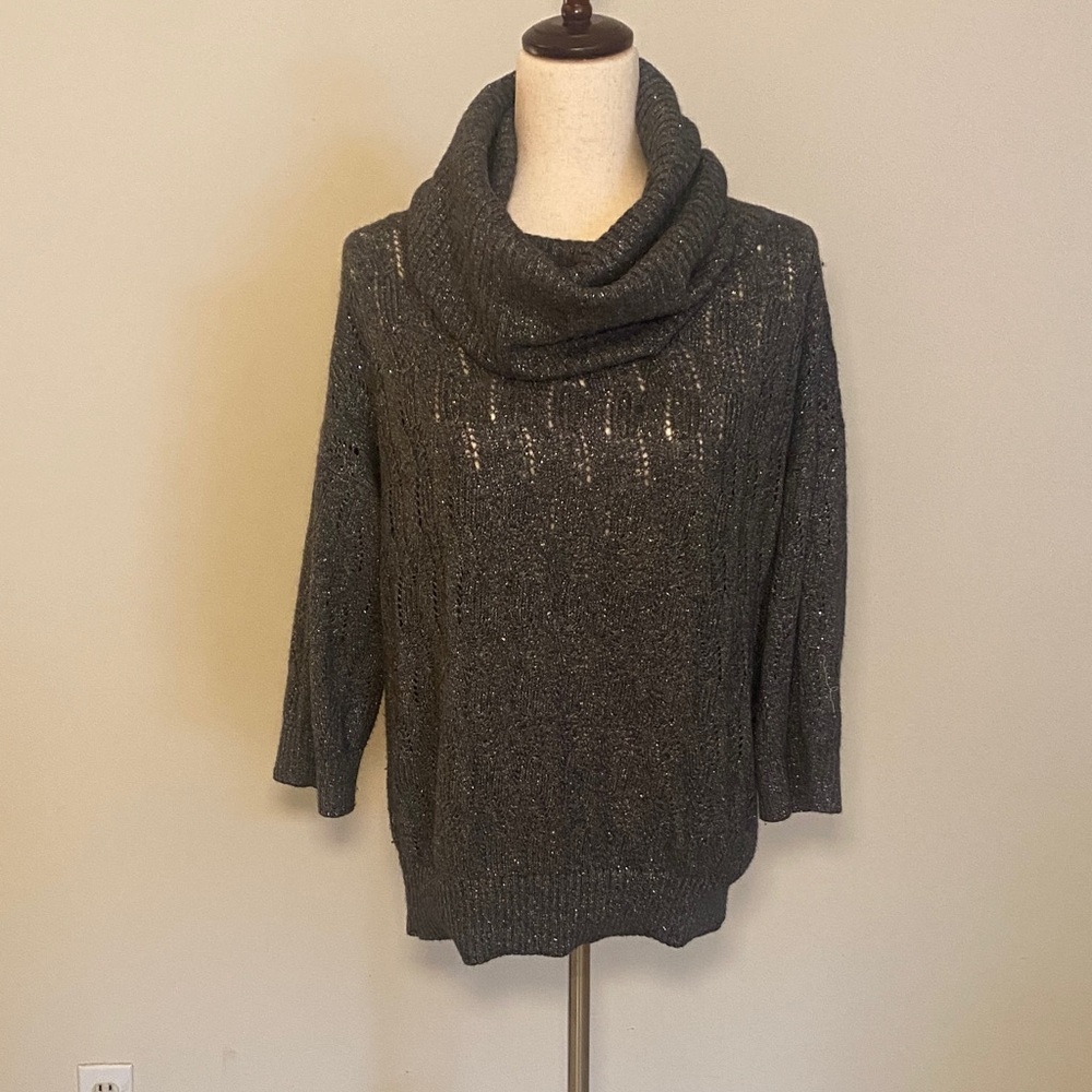 St John gray cowl sparkle sweater
